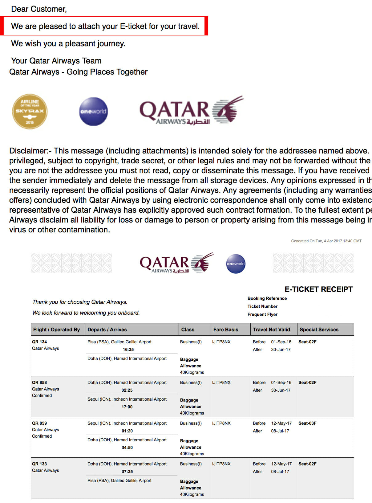 Email Qatar Airways | warning some qatar airways schedule change emails are Email Qatar Airways | warning some qatar airways schedule change emails are